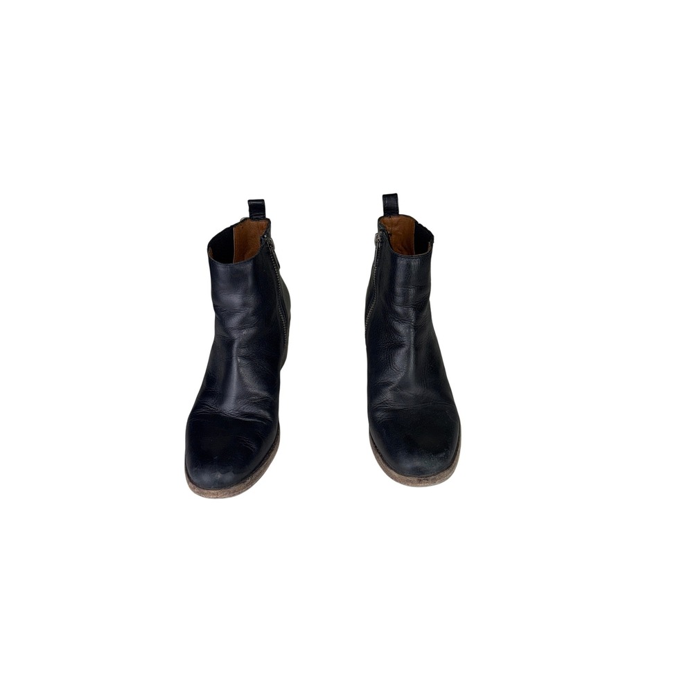 Frye Sacha Moto Zip Black Leather Ankle Boots Western Booties 7.5B
